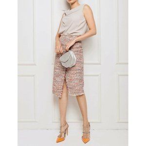 H&M Skirt Red Tweed Casual Careerwear Knee Length